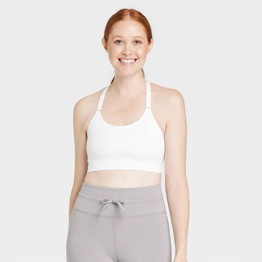 Womens Medium Support Seamless Cami Midline Sports Bra - All in Motion White S product image