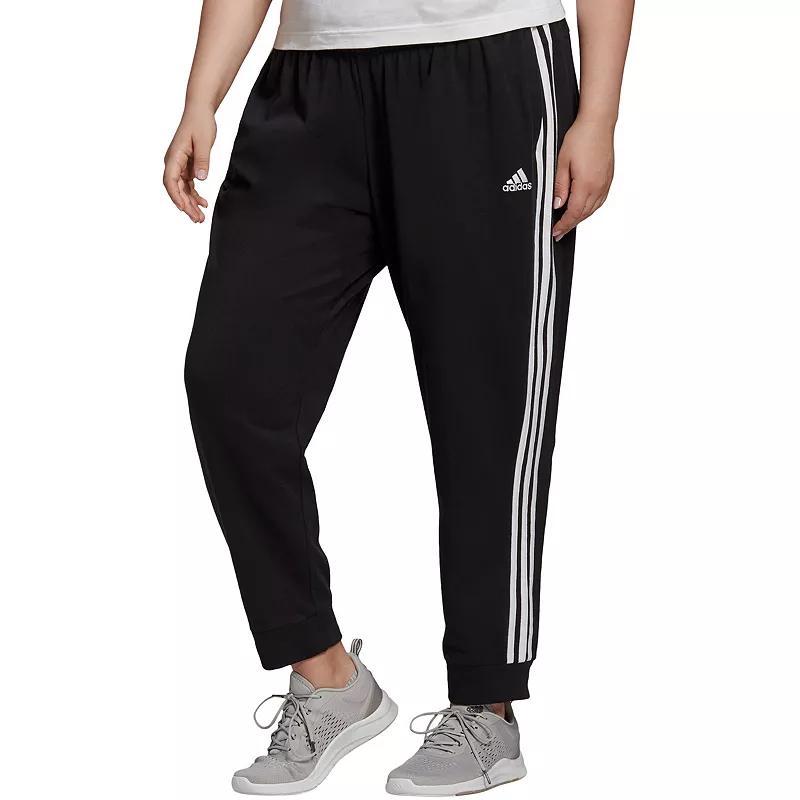 Plus Size adidas Essential 3-Stripe Single Jersey Pants, Womens Product Image