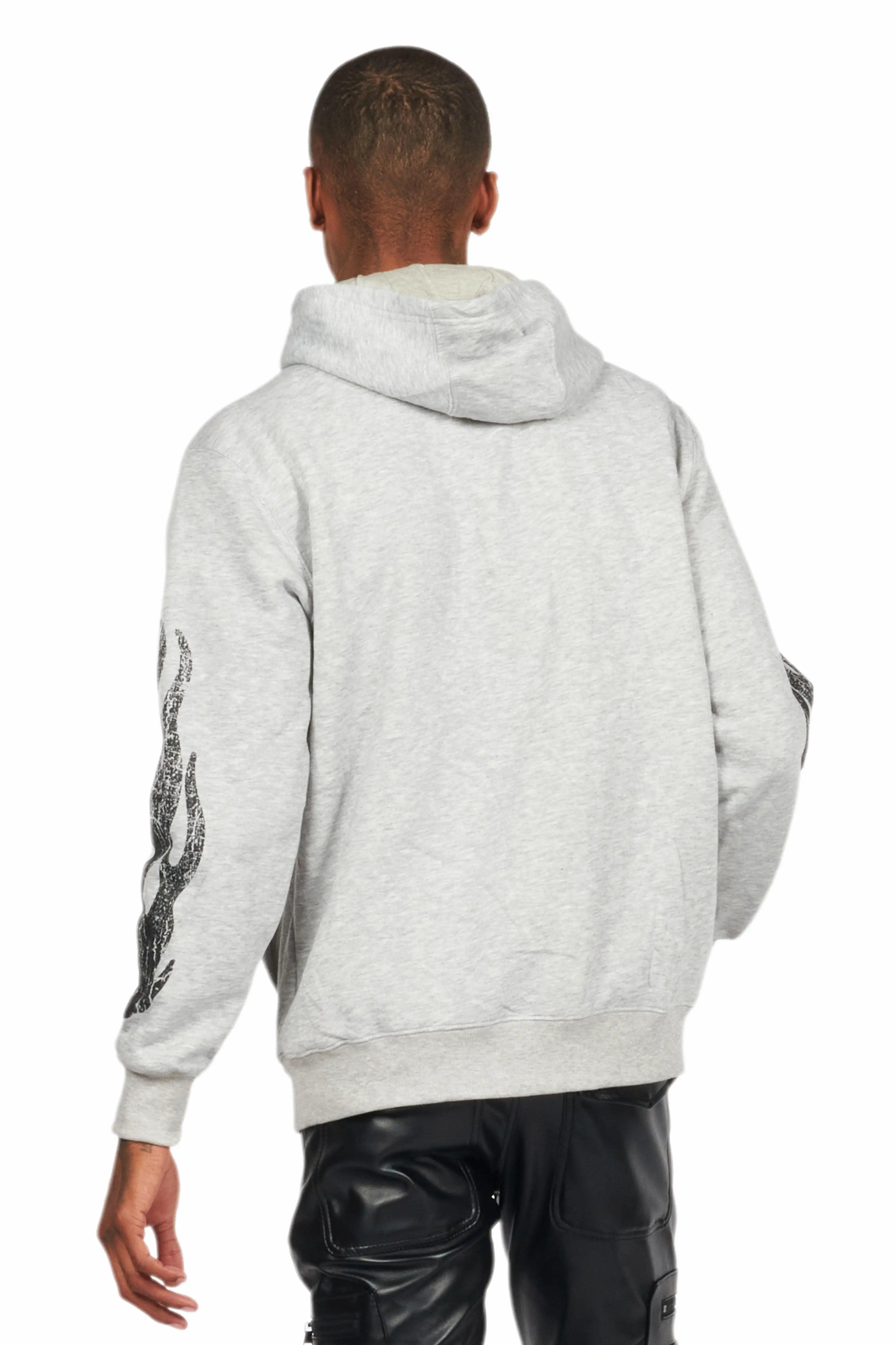 Amos Heather Grey Graphic Hoodie Male Product Image