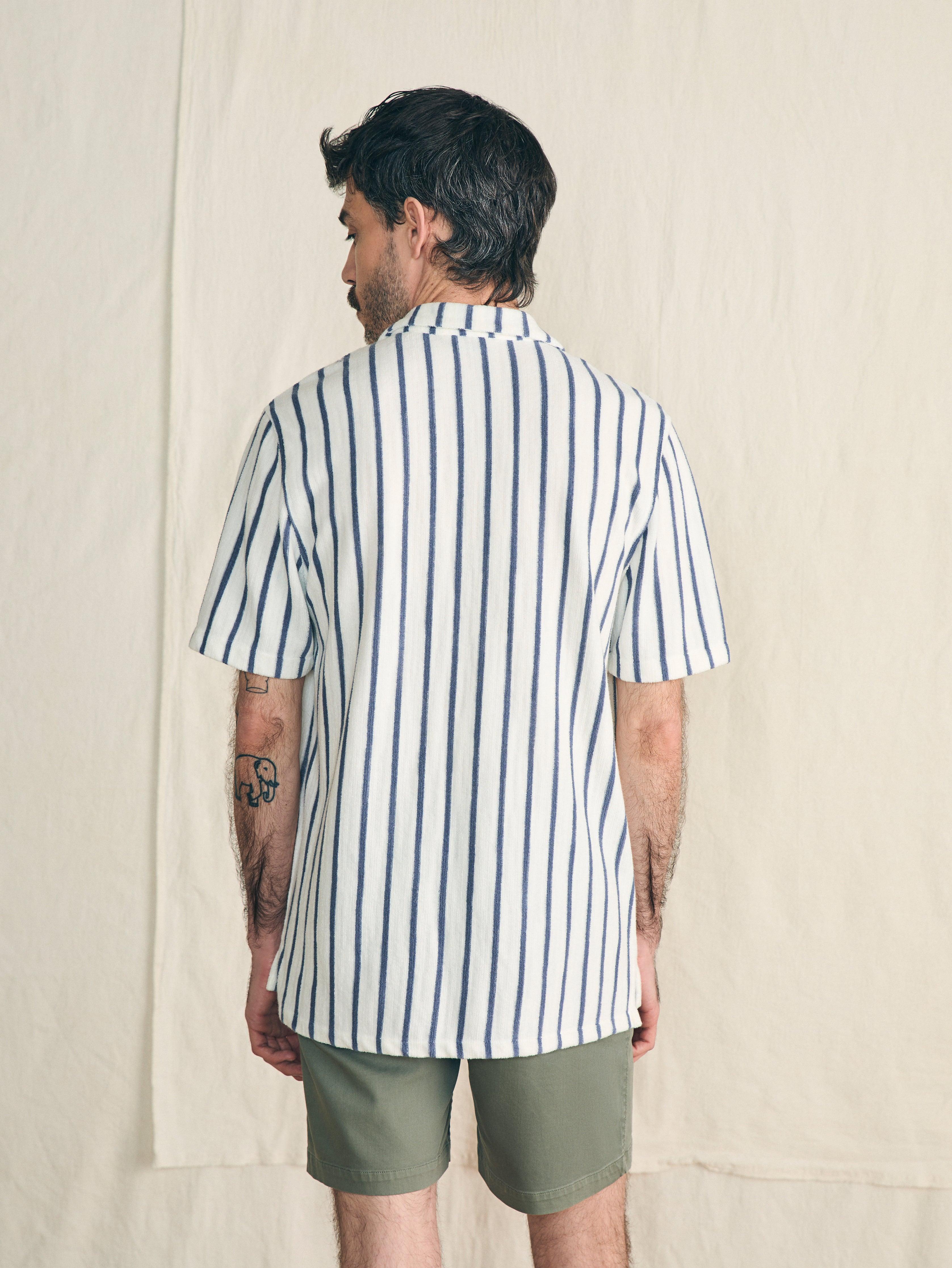 Short-Sleeve Cabana Towel Terry Shirt - Ivory Storm Stripe Male Product Image