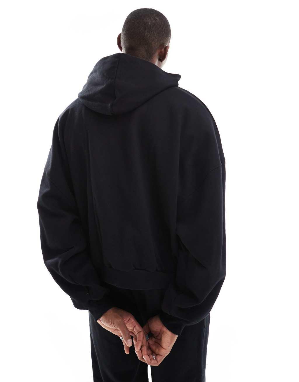 ASOS DESIGN premium heavyweight extreme oversized hoodie 400gsm in black Product Image