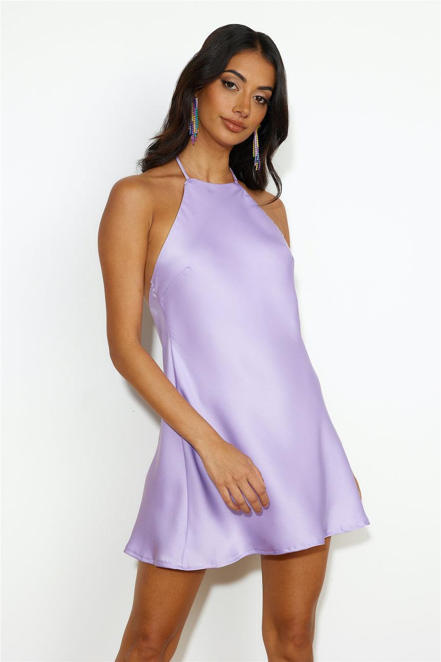 Impressive Style Satin Mini Dress Lilac  Product Image