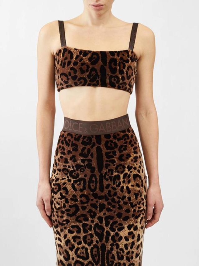 Leopard-print Sleeveless Crop Top In Multicolor Product Image