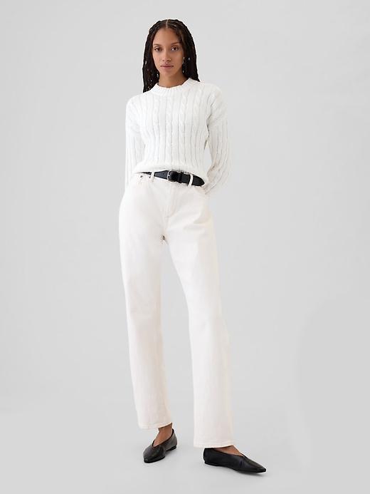 Cable-Knit Cropped Sweater Product Image