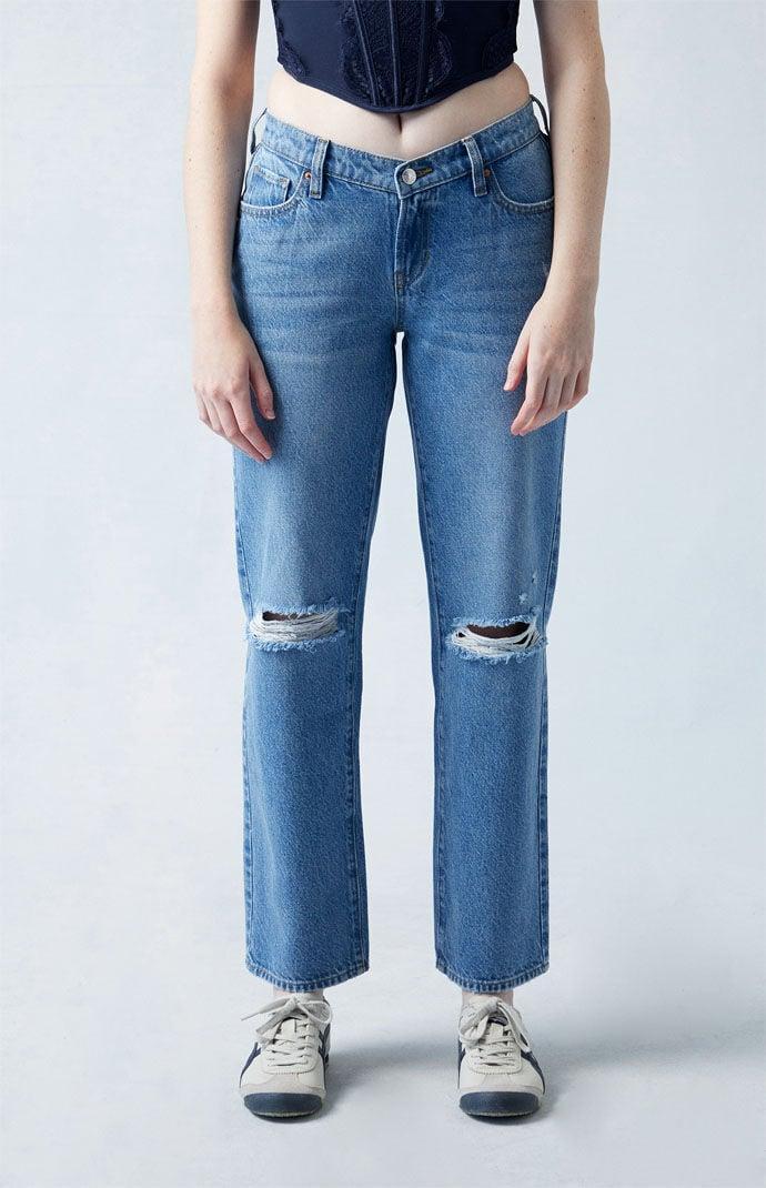 Women's Eco V-Dip Ripped '90s Straight Leg Jeans - Product Image