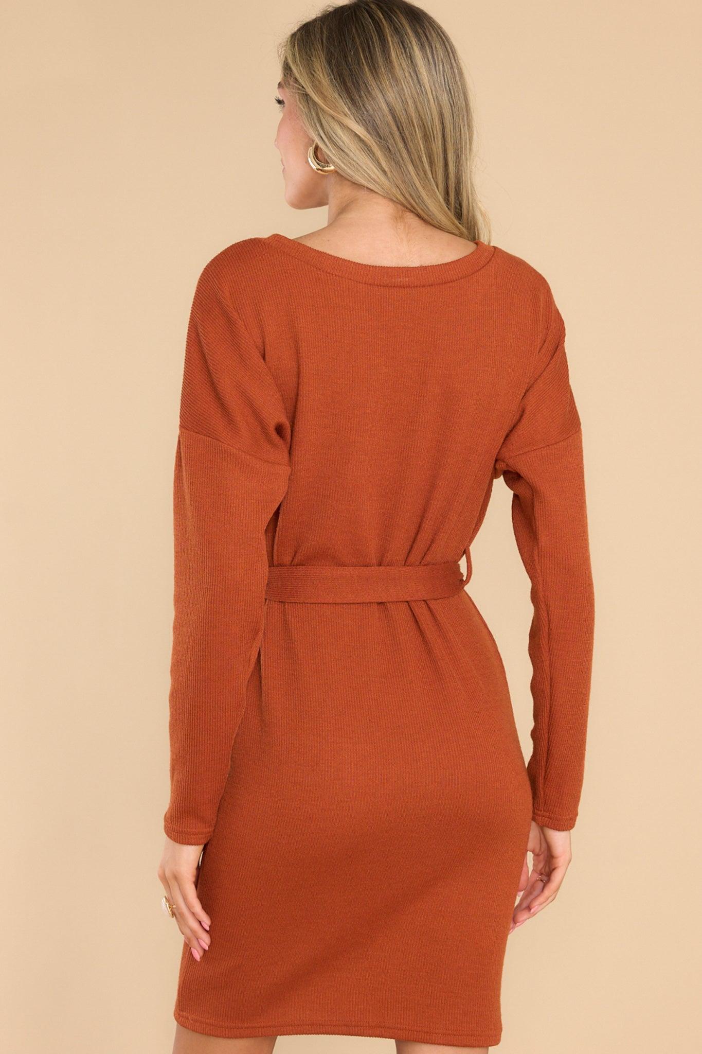 All Fall Long Rust Sweater Dress Red Product Image