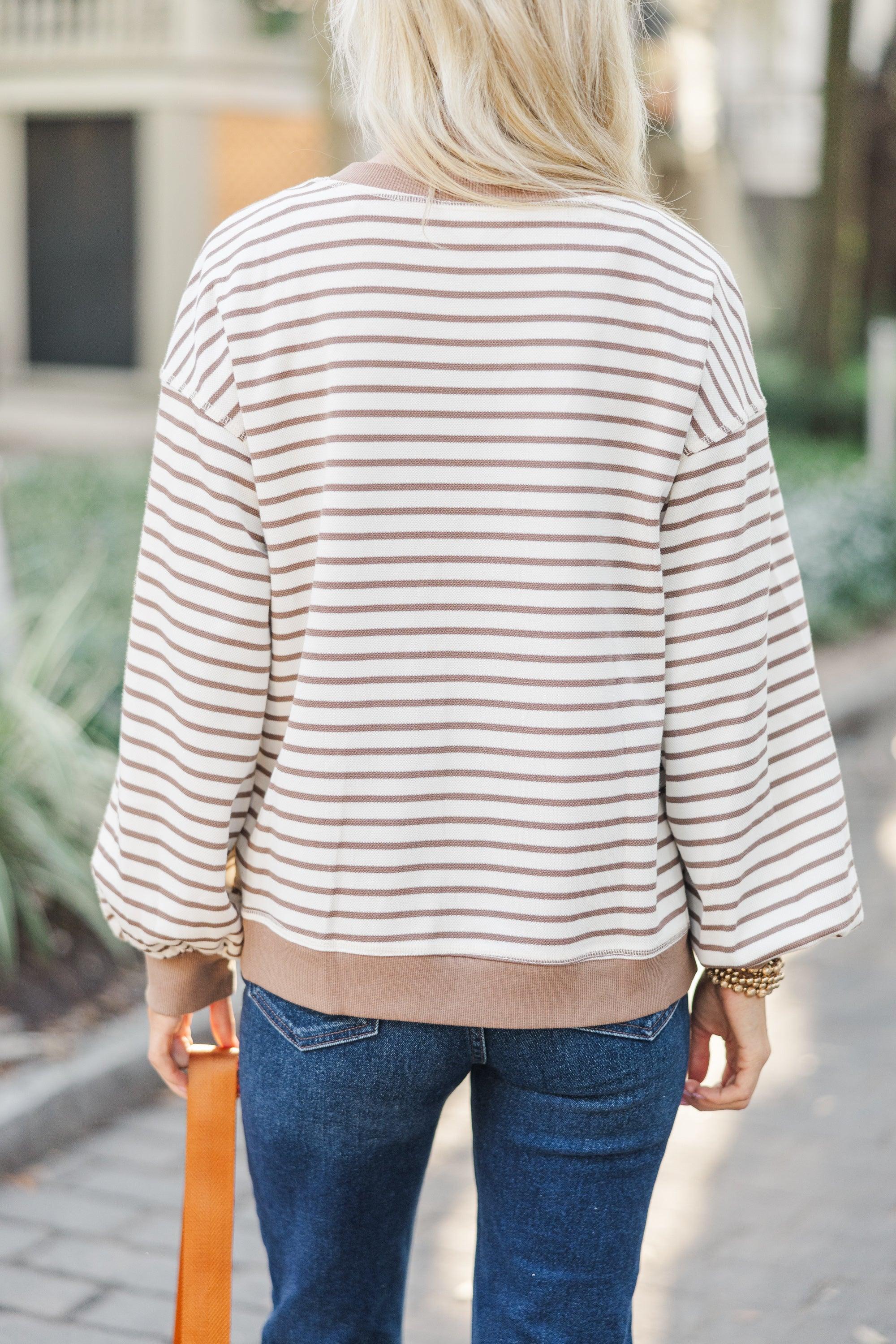 All On You Cream Striped Top Female Product Image