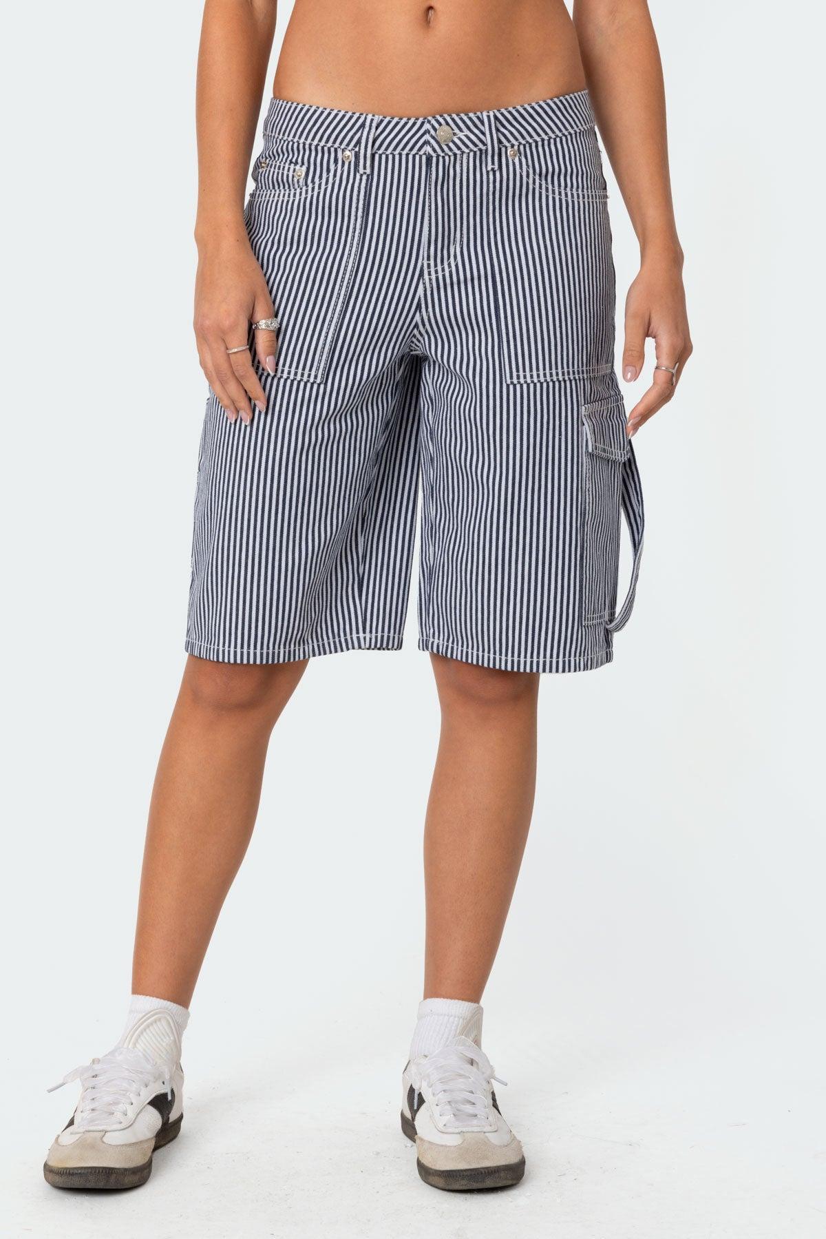 Friday Striped Low Rise Cargo Shorts Product Image