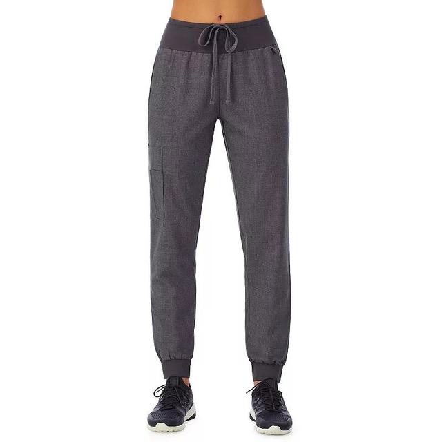 Petite Cuddl Duds Scrubs Jogger Pants With 3 Pockets, Womens Grey Heather Gray Product Image