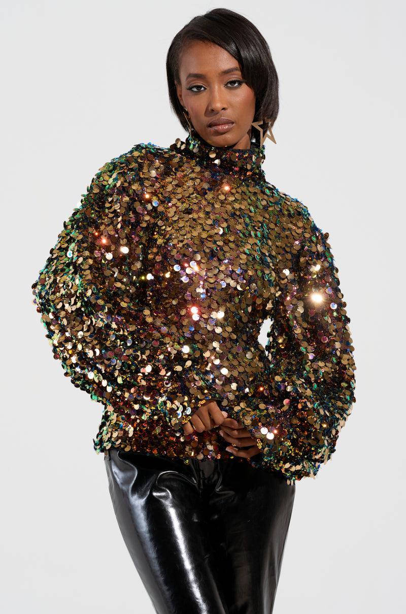 PARTY STARTER SEQUIN LONG SLEEVE BLOUSE product image