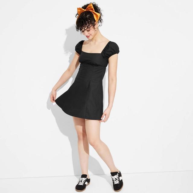 Womens Game Day Puff Short Sleeve Mini Dress - Wild Fable Black L Product Image