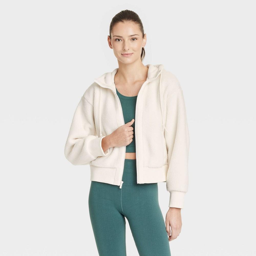 Womens High Pile Fleece Jacket - All In Motion Cream XL Product Image