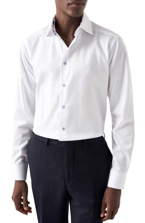 Mens Contemporary Fit Solid Shirt With Floral Contrast Detail Product Image