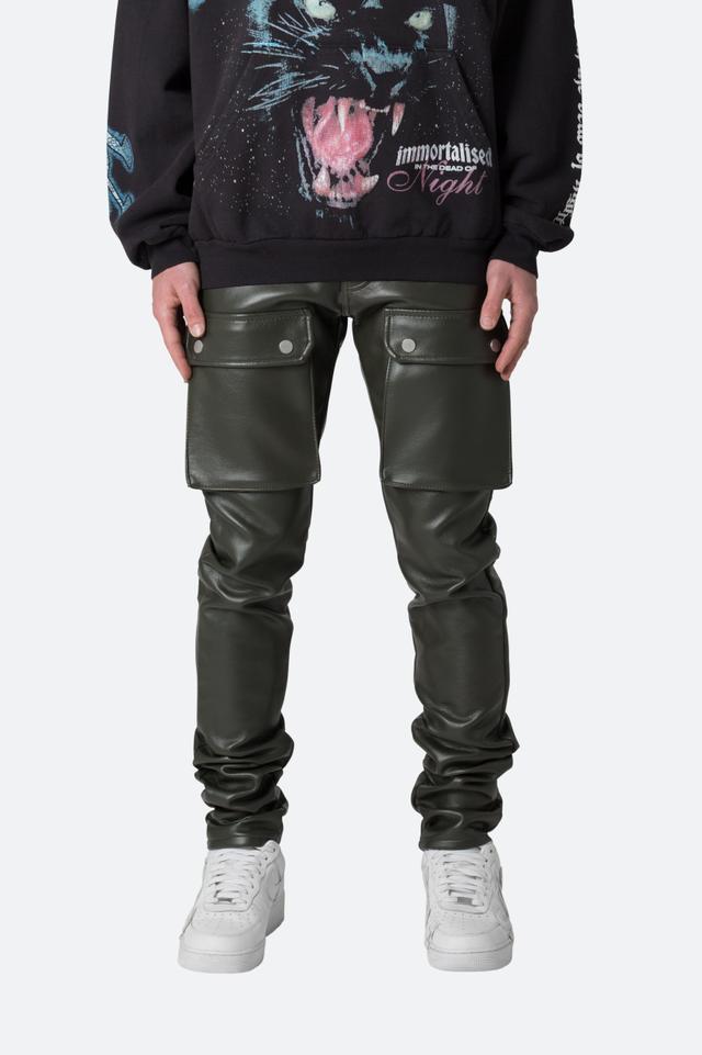 Leather Snap Cargo Pants - Olive Product Image