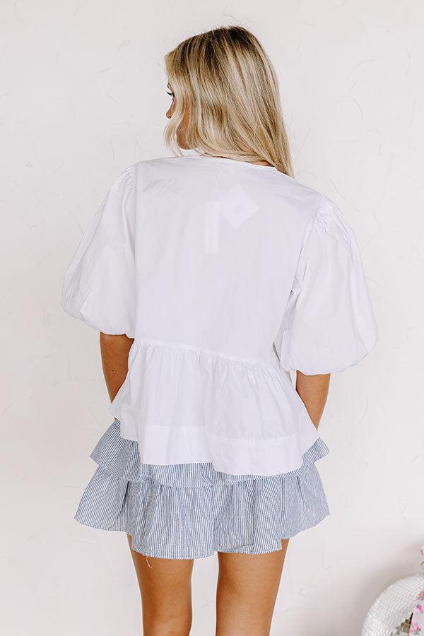 A Little Bit Flirty Front Tie Top in White Product Image