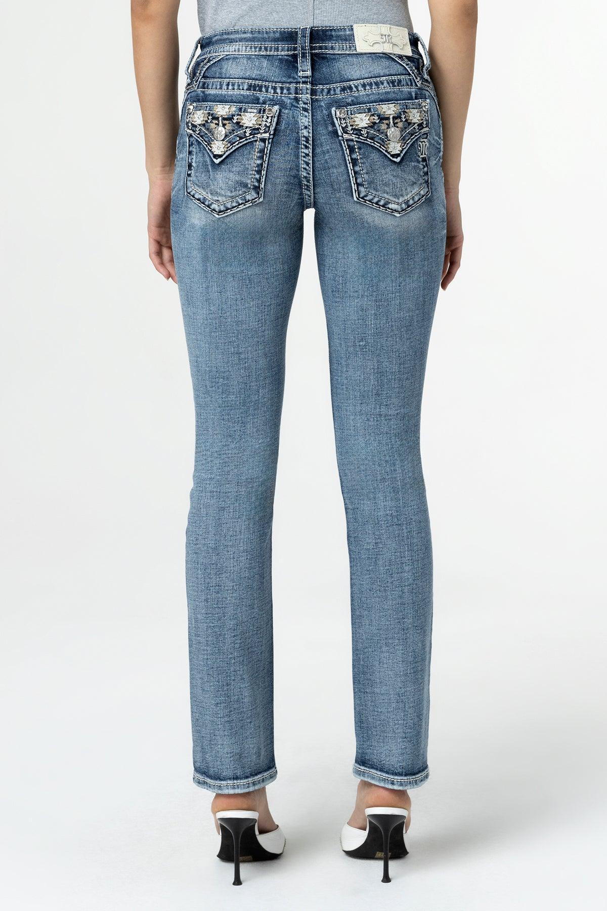 Coral Aztec Straight Jeans Product Image