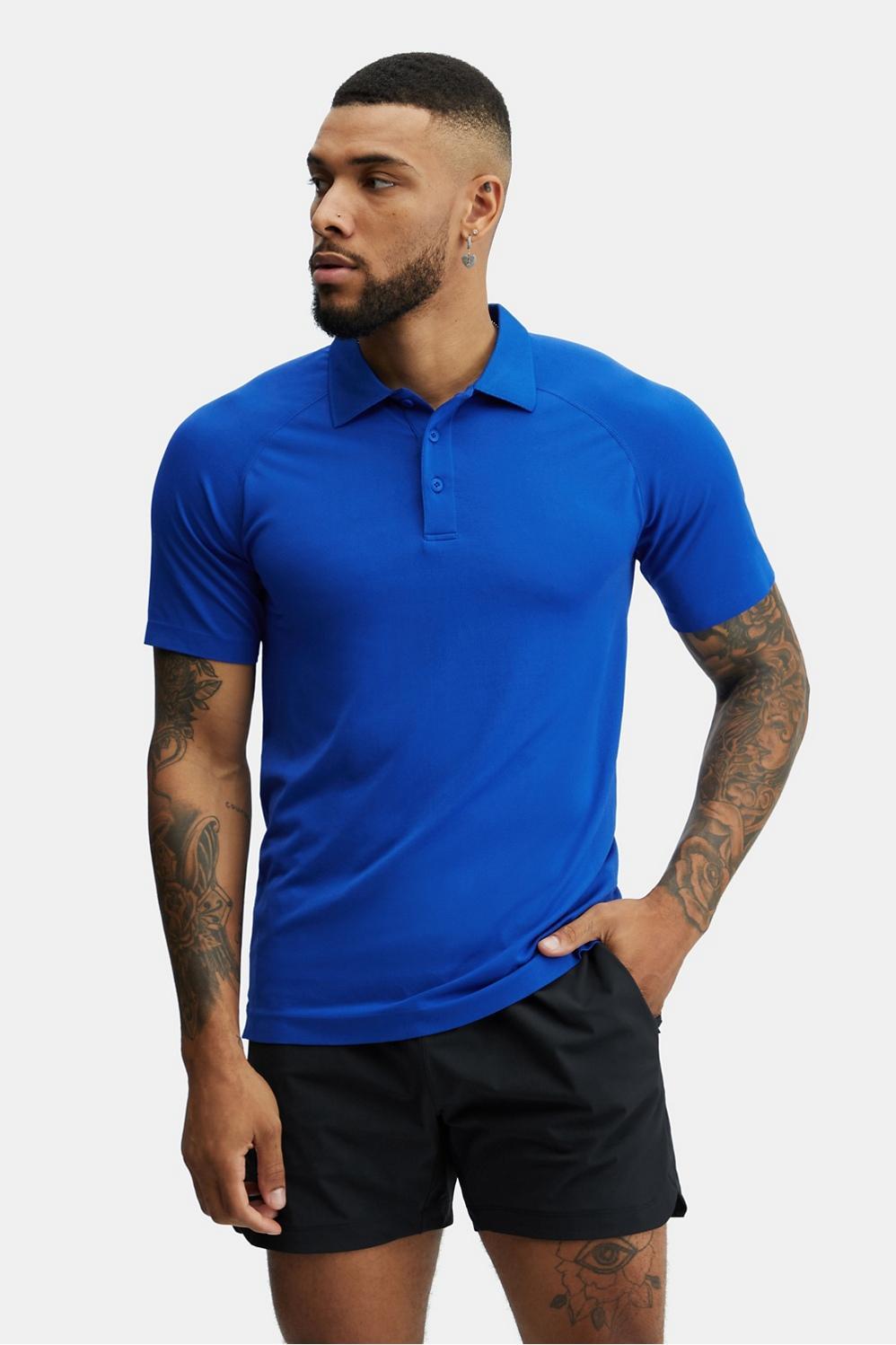 Fabletics Men The Training Day Polo male Classic Blue Size XS Product Image