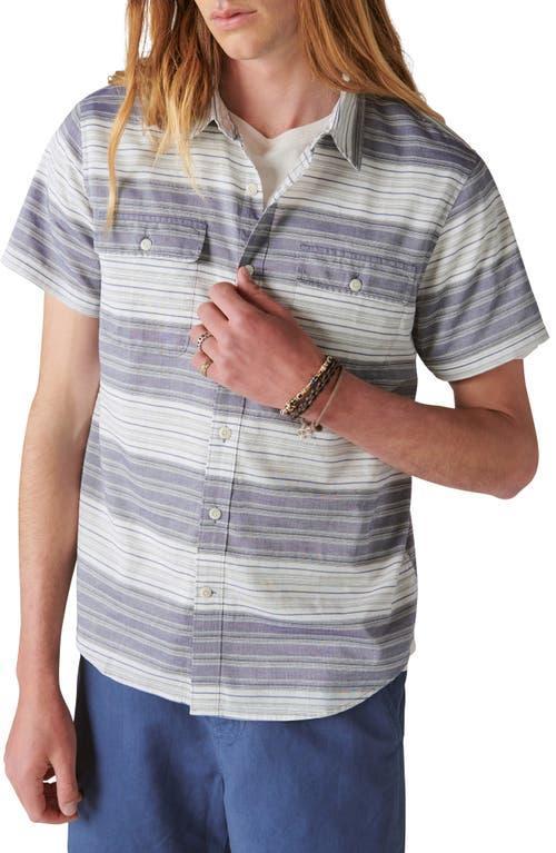 Lucky Brand Stripe Short Sleeve Button-Up Shirt Product Image