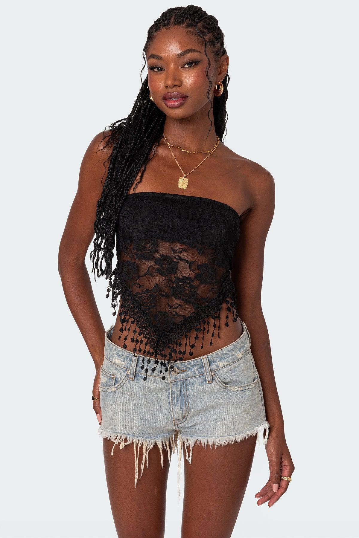 India Sheer Lace Strapless Top Product Image