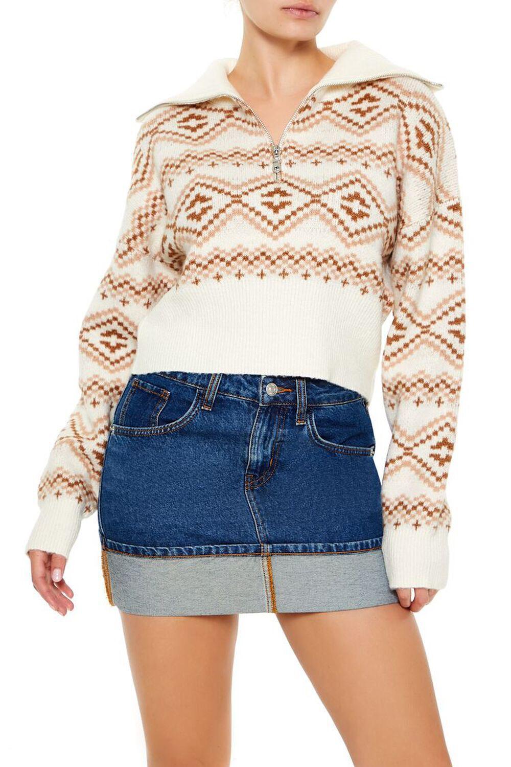 Geo Print Half-Zip Sweater | Forever 21 product image