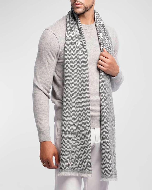 Men's Cashmere Fishbone Jacquard Scarf Product Image