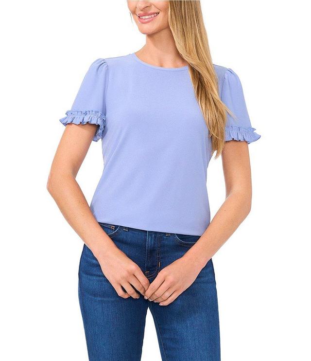 CeCe Crew Neck Short Ruffle Sleeve Blouse Product Image