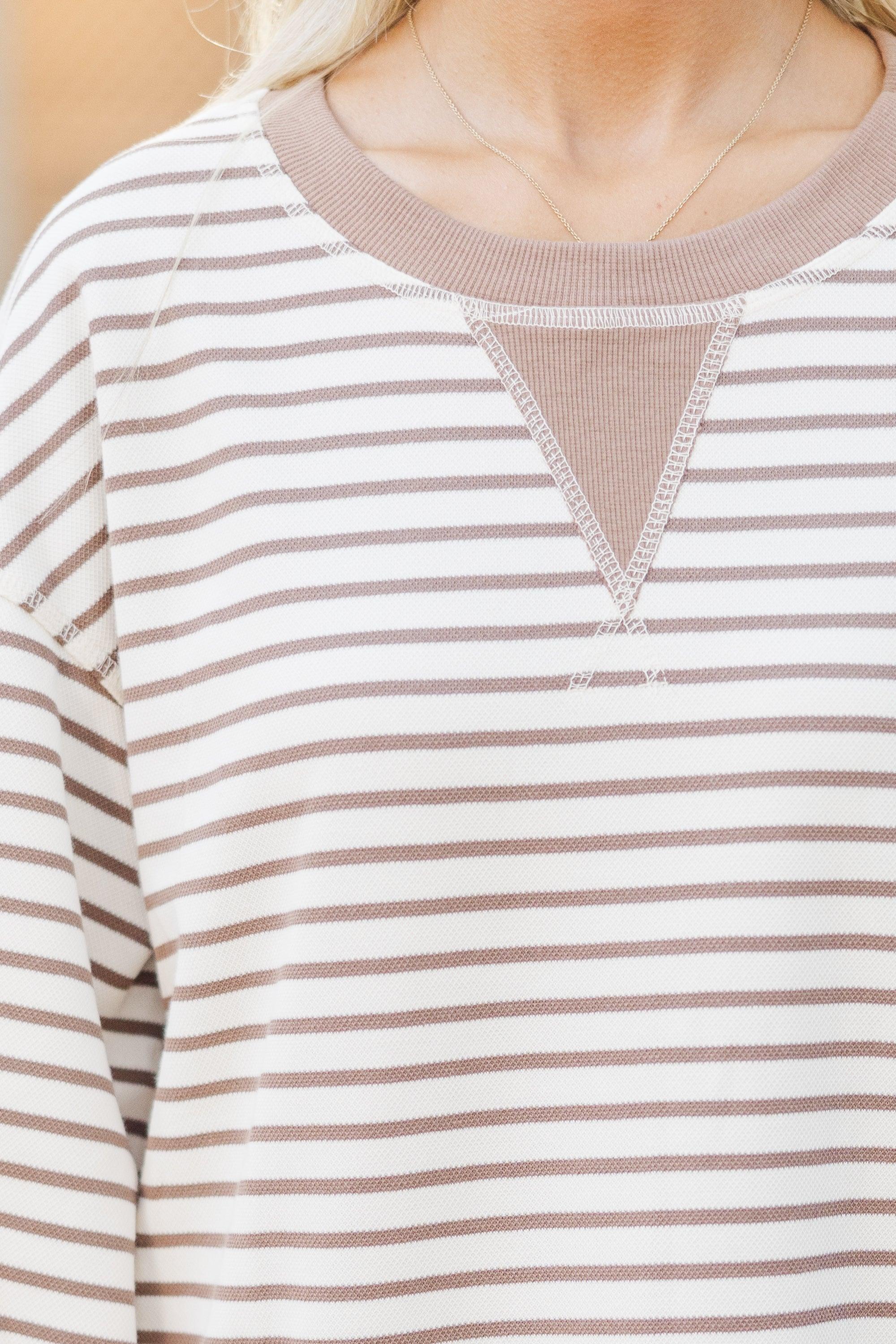 All On You Cream Striped Top Female Product Image