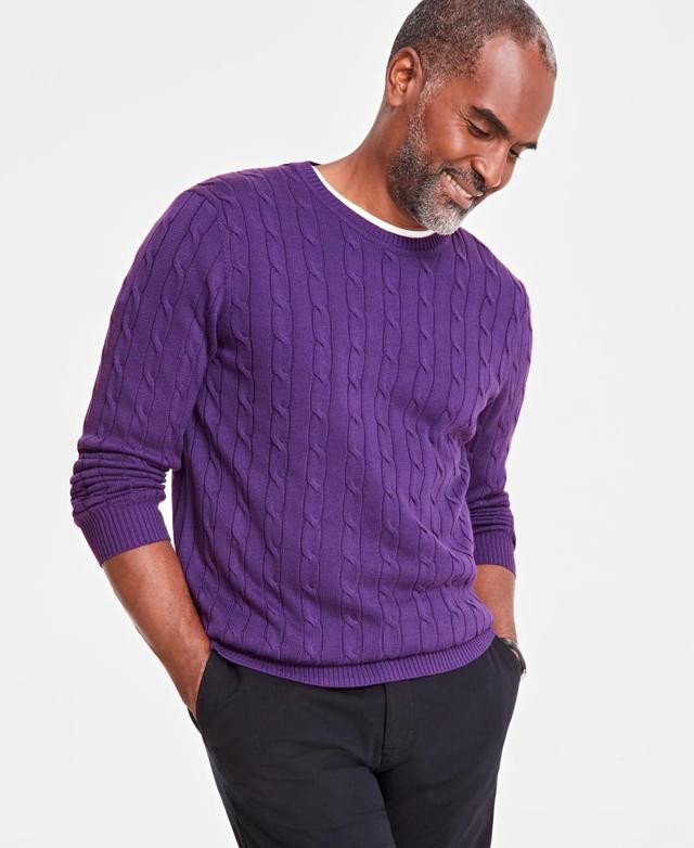 Club Room Mens Cable-Knit Cotton Sweater, Created for Macys Product Image