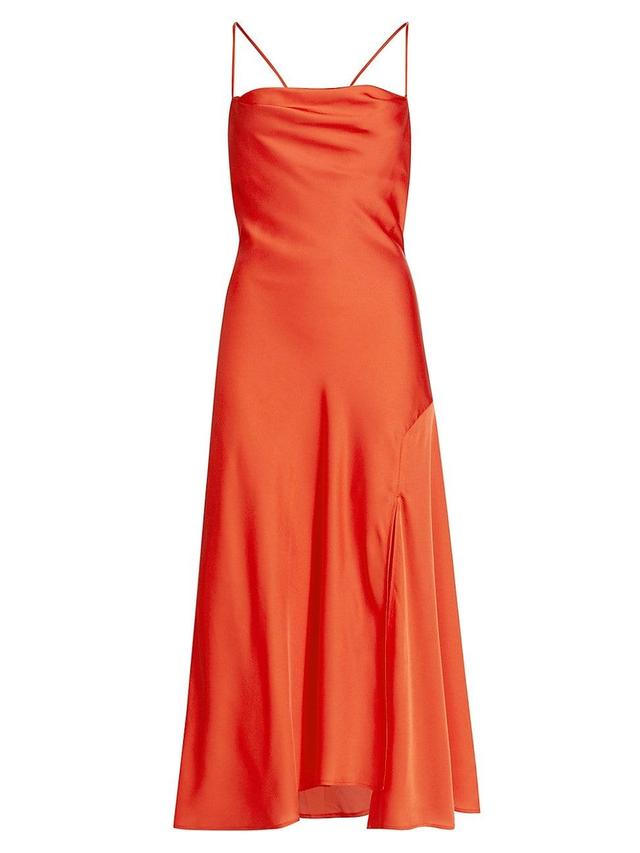 Womens Gaia Satin Draped Midi-Dress Product Image