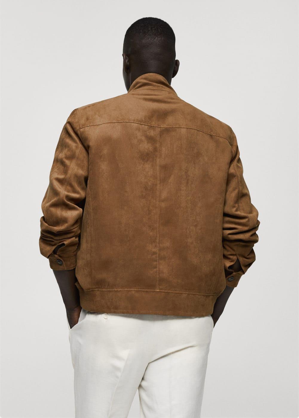 Suede-effect jacket with zipper - Men | MANGO USA Product Image