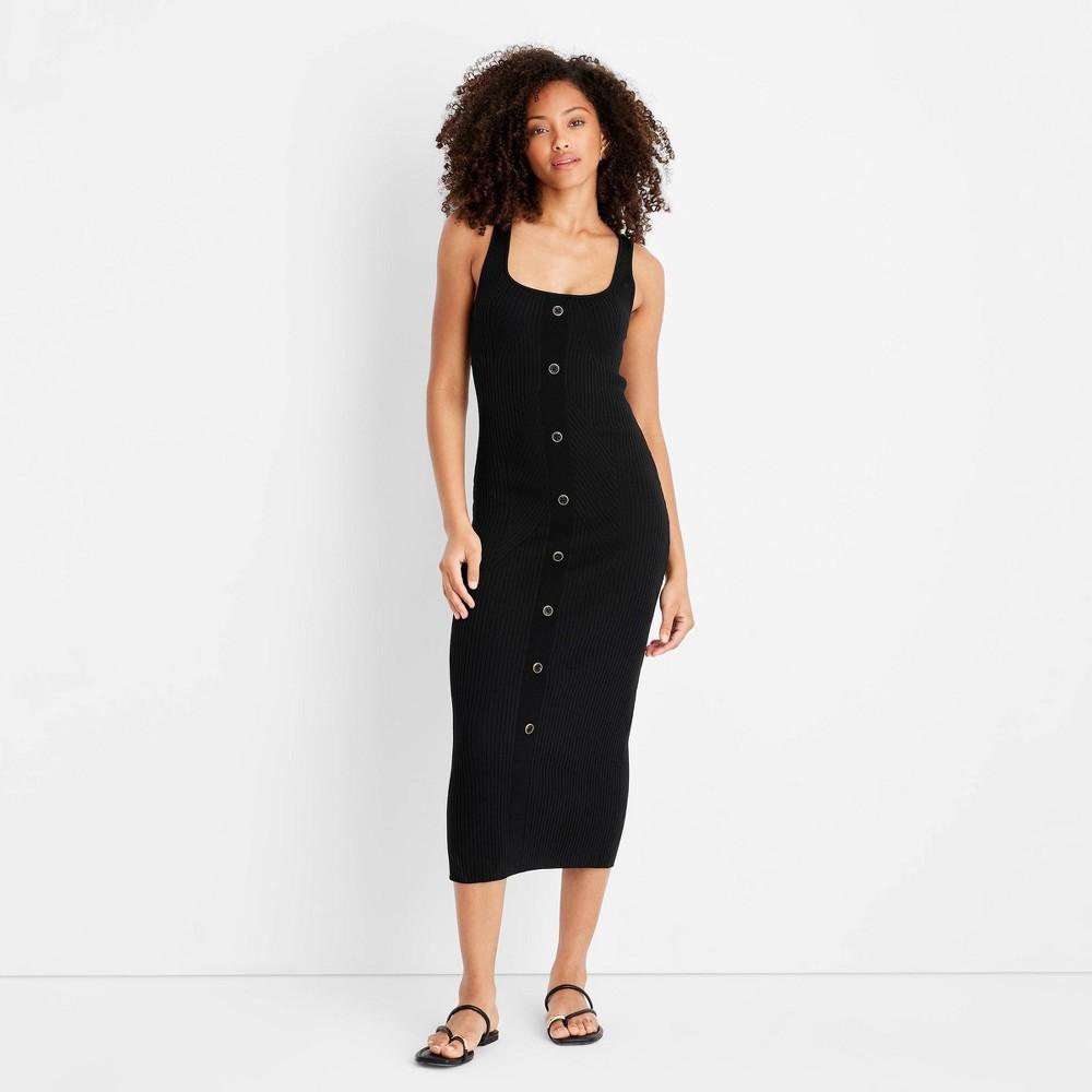 Womens Button-Front Ribbed Midi Dress - Future Collective with Jenee Naylor Product Image