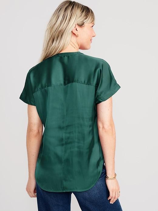 Dolman-Sleeve Satin Shirt Product Image