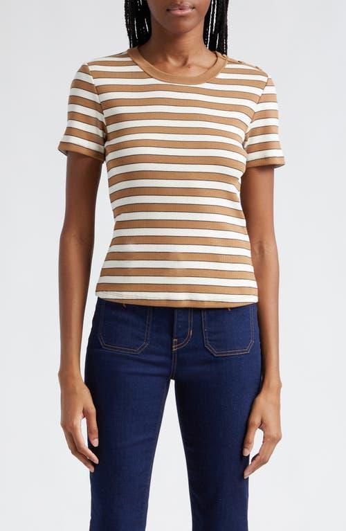 Veronica Beard Draya Stripe Rib Stretch Cotton Top Product Image