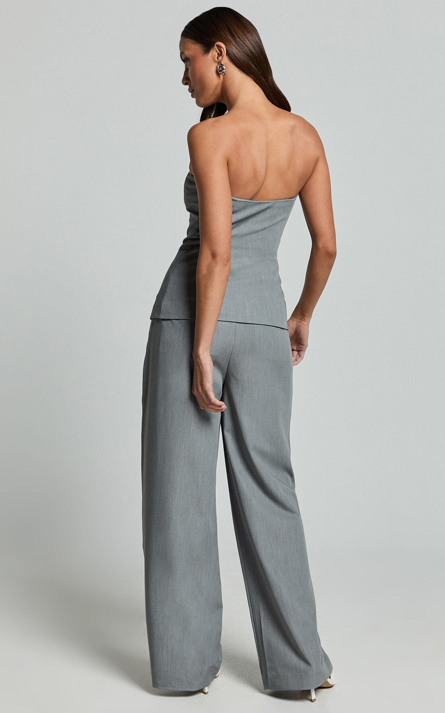 Hope Pants - Wide Leg Tailored Pants in Grey Product Image