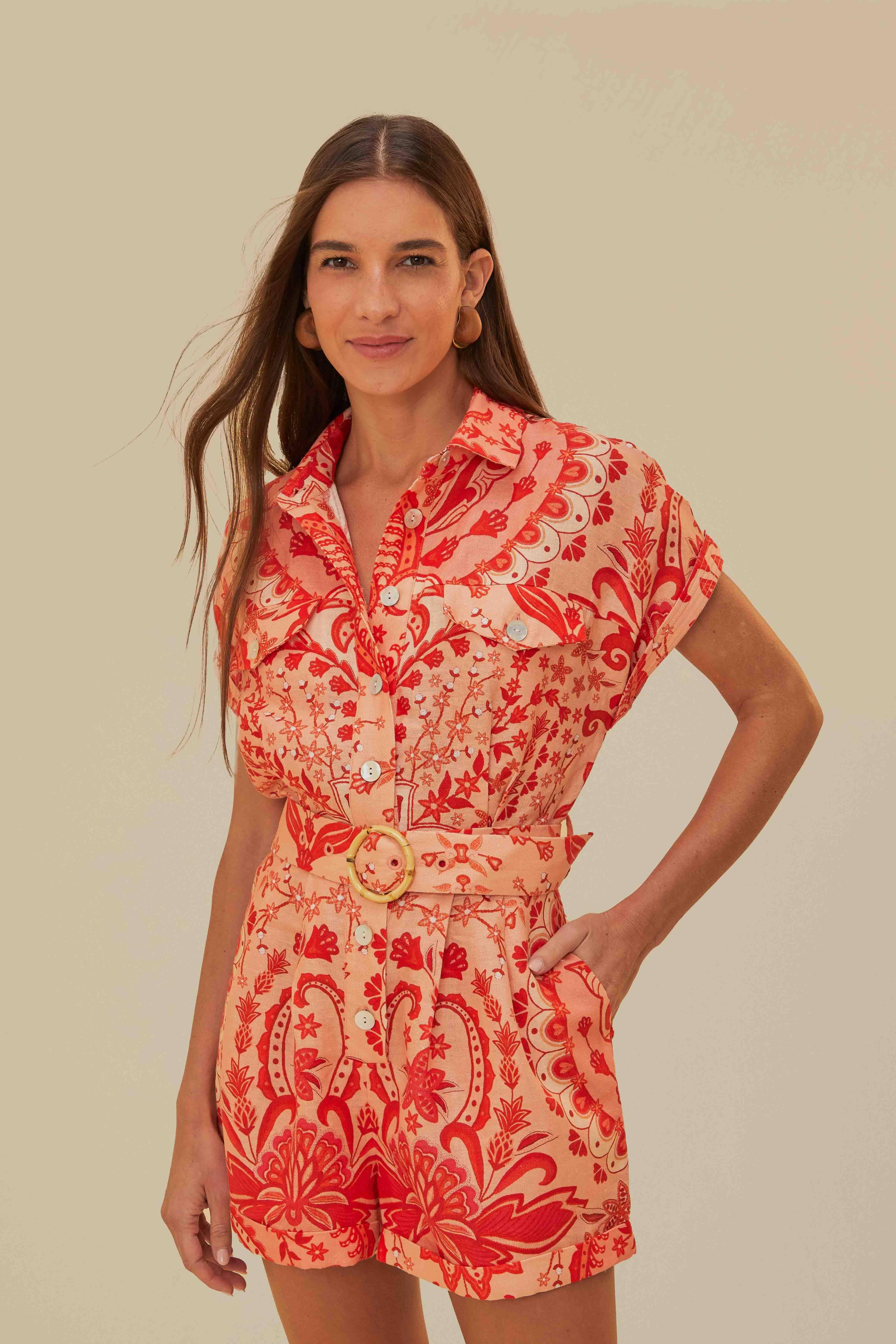 Red Jaipur Romper, JAIPUR RED / L Product Image