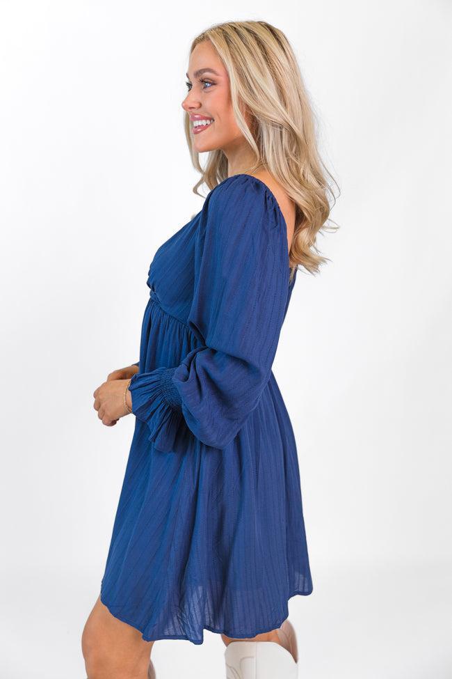 Just You Wait Navy Surplice Neckline Mini Dress FINAL SALE Product Image