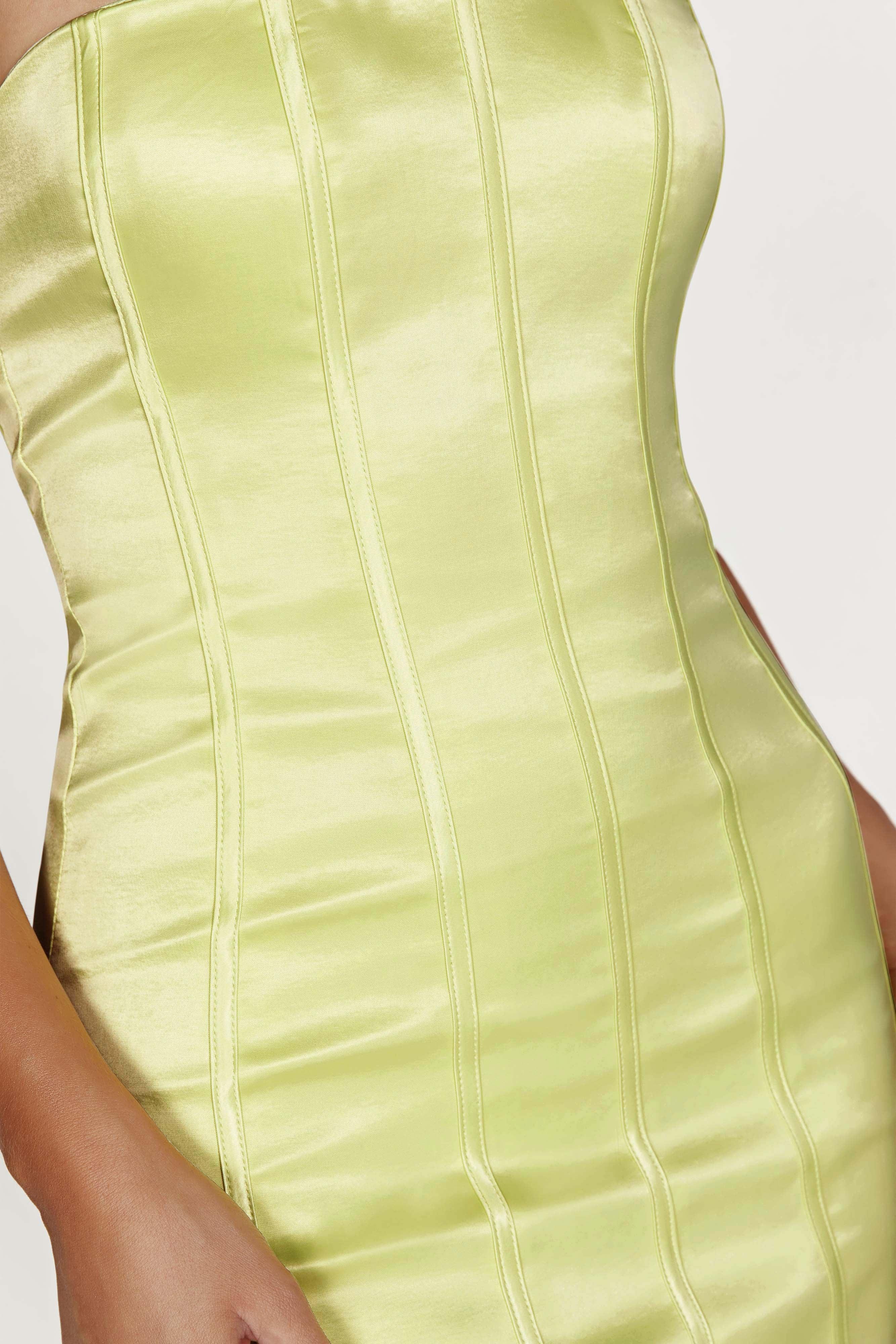 Amaya Lace Up Corset Mini Dress - Lemon Product Image