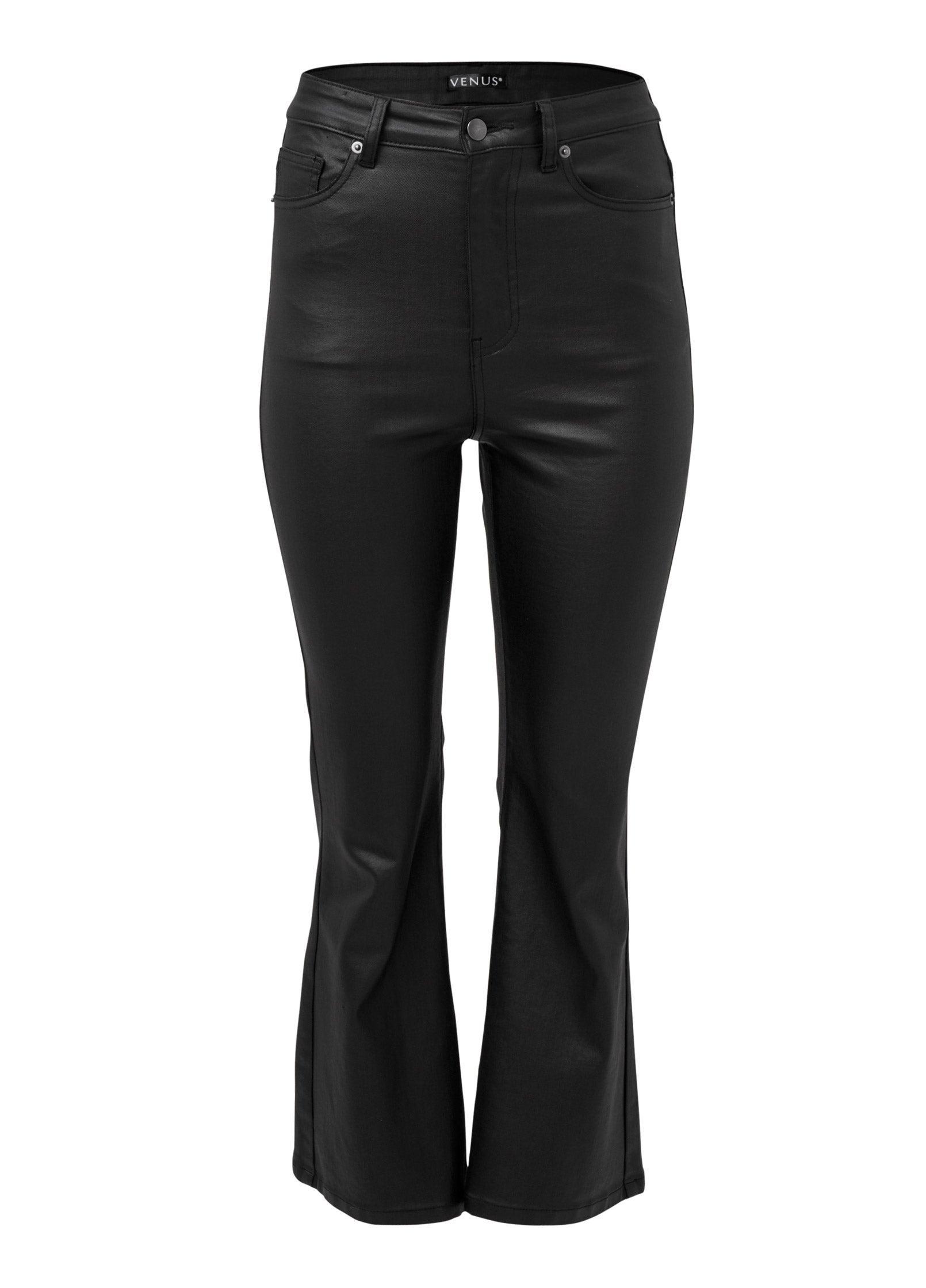 Coated Kick Flare Jeans - Black Product Image