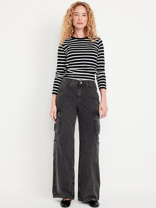 Mid-Rise Baggy Wide-Leg Cargo Jeans product image