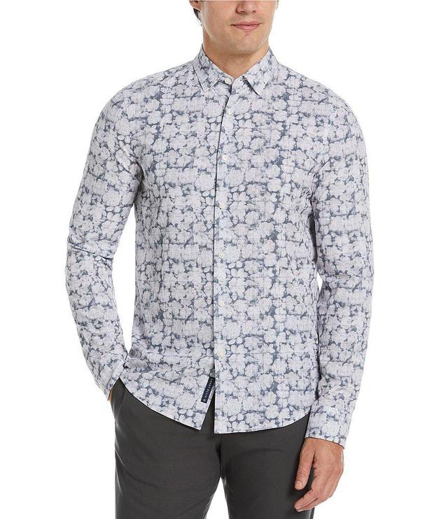 Perry Ellis Slim Fit Stretch Abstract Floral Print Long Sleeve Woven Shirt Product Image