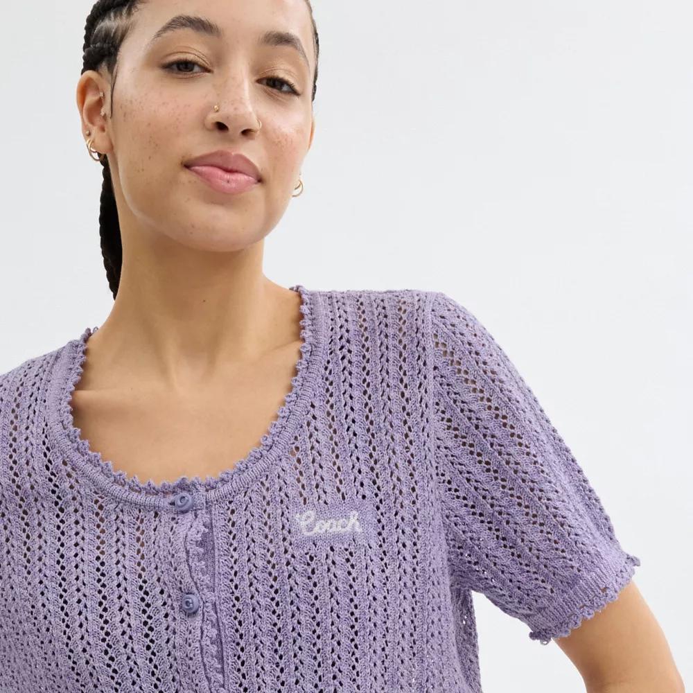 Cropped Knit Button Up Top Product Image