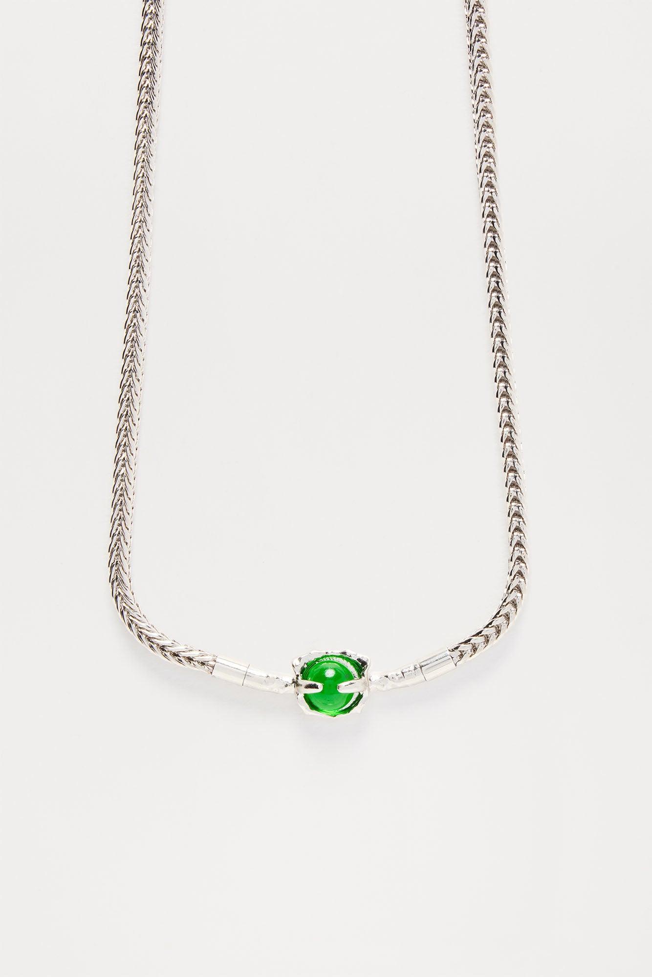 Claw With Emerald Stone Necklace - Silver/Green Product Image