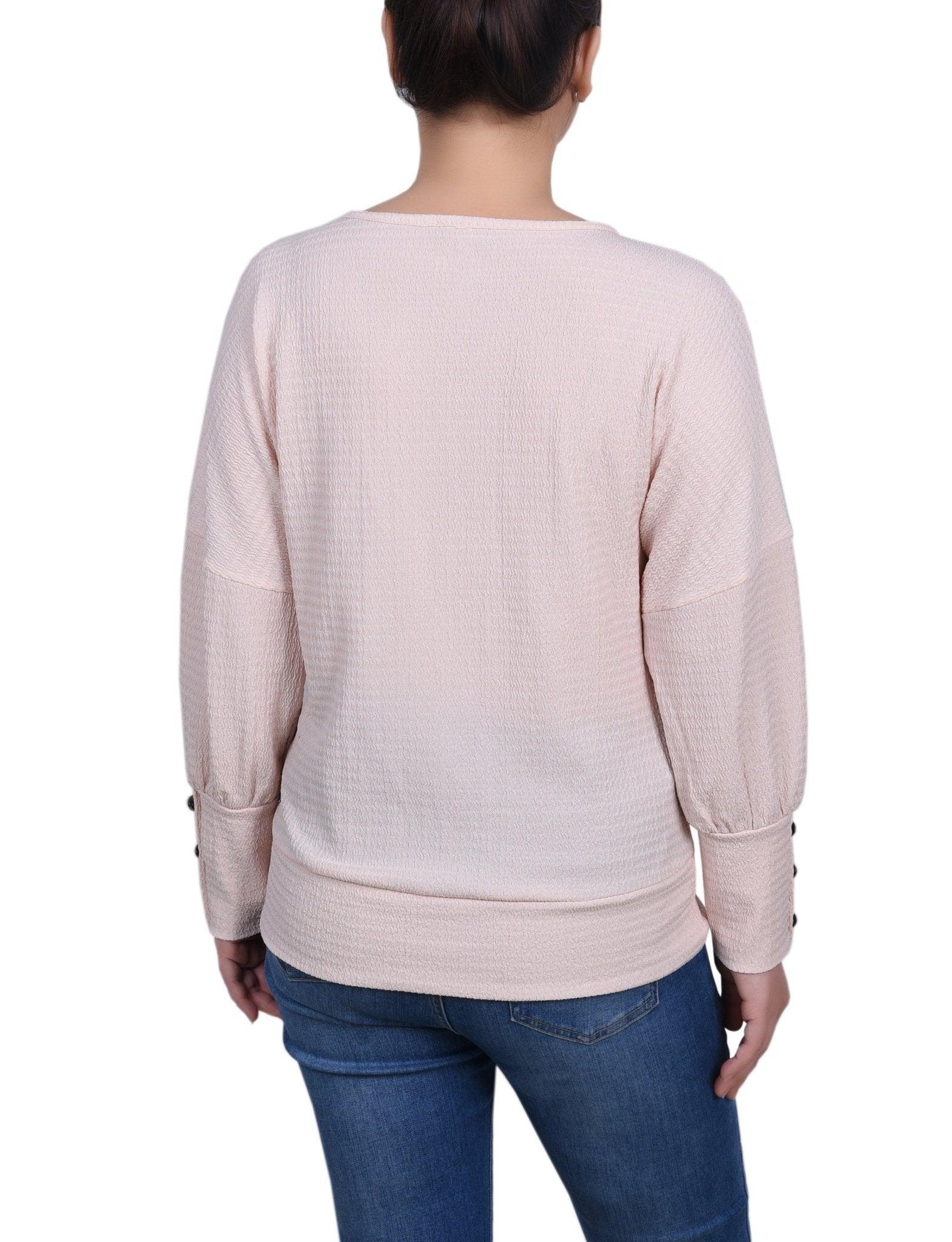 Long Sleeve Textured Knit Top - Petite Product Image