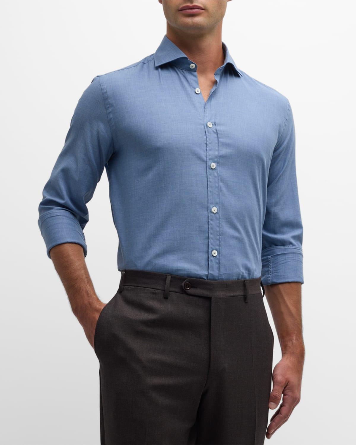 Mens Solid Cotton Sport Shirt Product Image