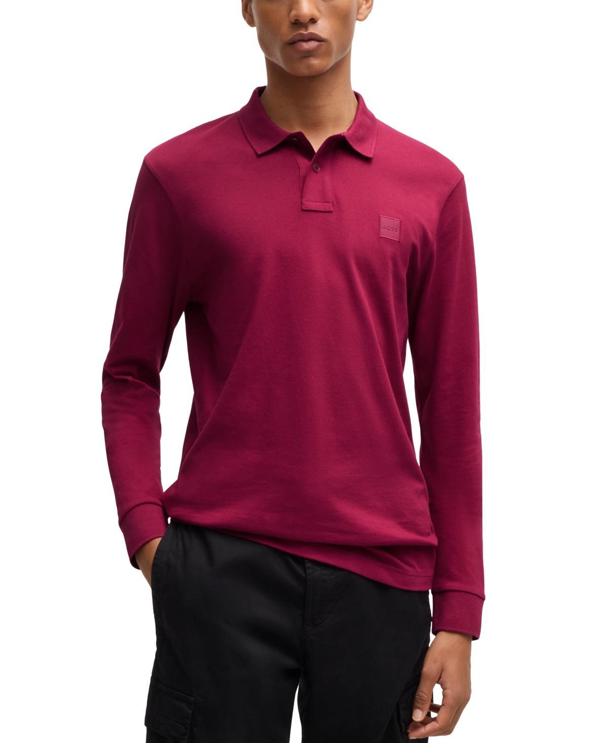 Mens Stretch-Cotton Slim-Fit Polo Shirt with Logo Patch Product Image