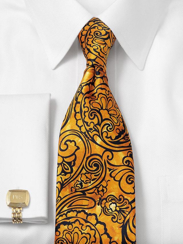 Paisley Printed Italian Silk Tie - Orange Product Image