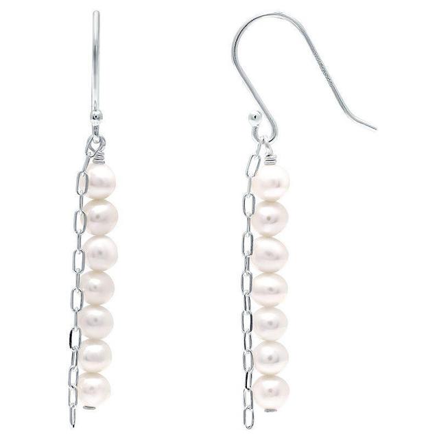 Aleure Precioso Sterling Silver Freshwater Cultured Pearl Paper Clip Chain Drop Earrings, Womens Product Image