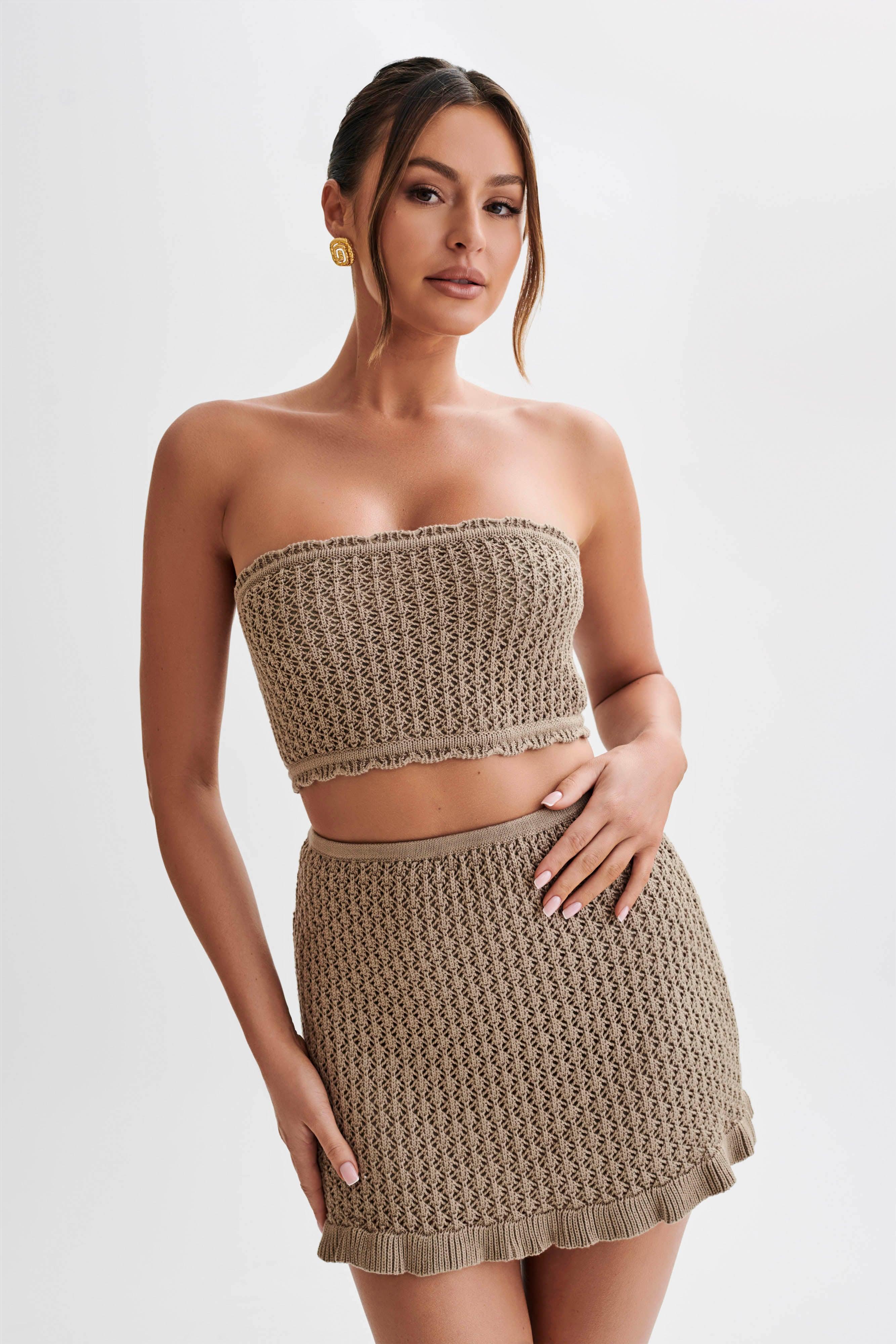 Serina Knit Crop Top - Taupe product image