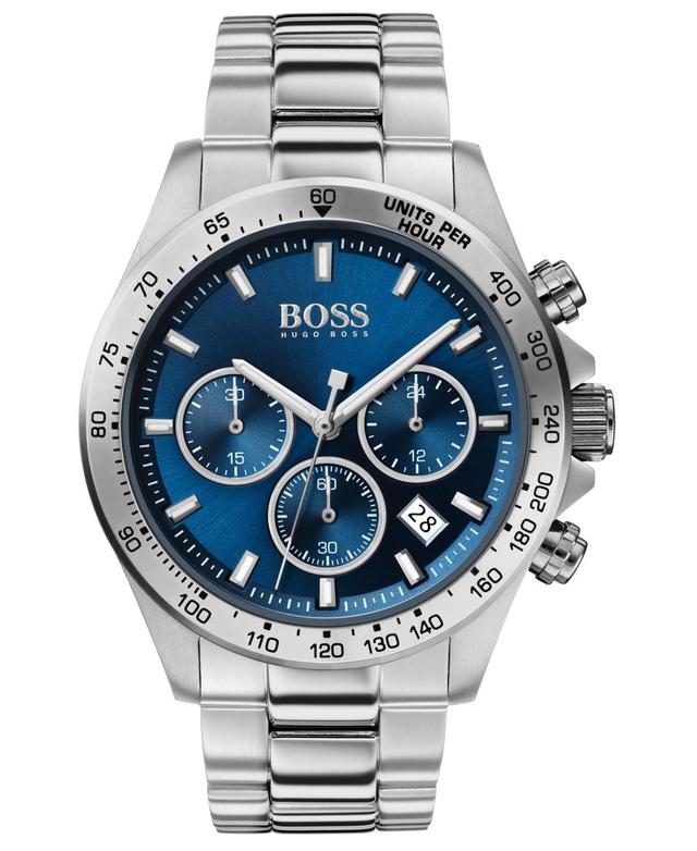 Hugo Boss Mens Chronograph Hero Stainless Steel Bracelet Watch 43mm - Silver Product Image