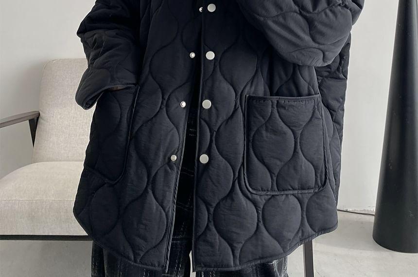 Plain Button Quilted Puffer Jacket Product Image